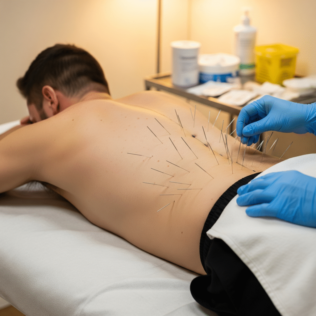 patient receiving dry needling for lower back pain