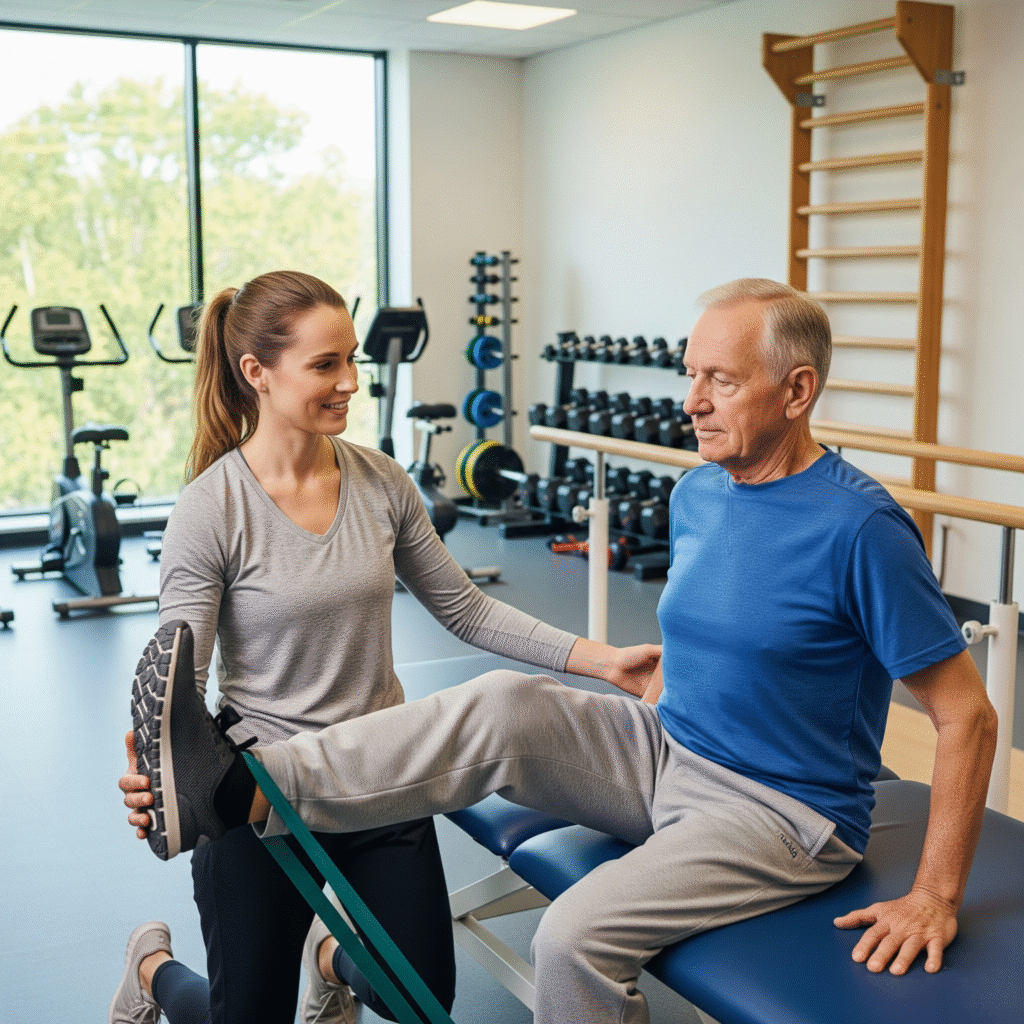 physical therapist working with a patient