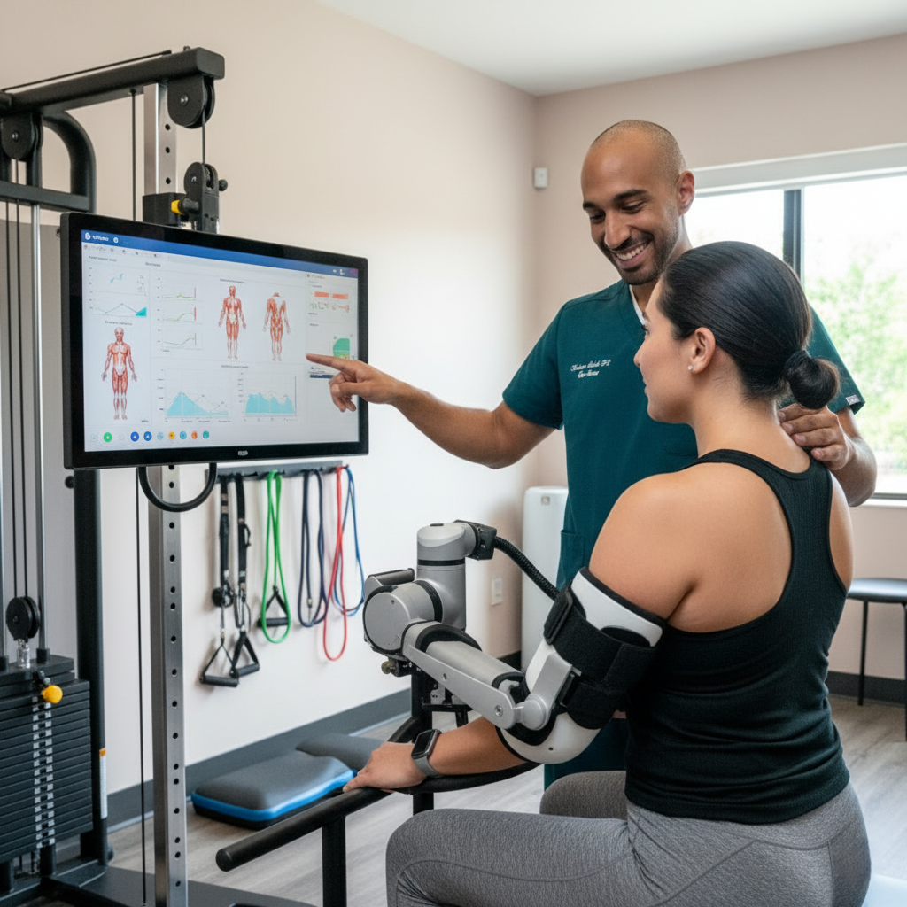 Therapist consulting with a patient