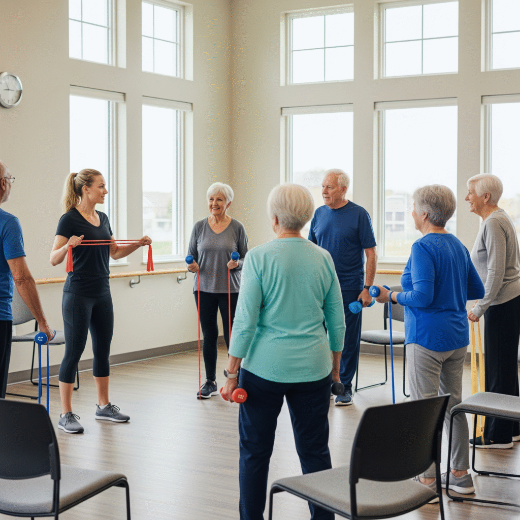 group PT session for seniors