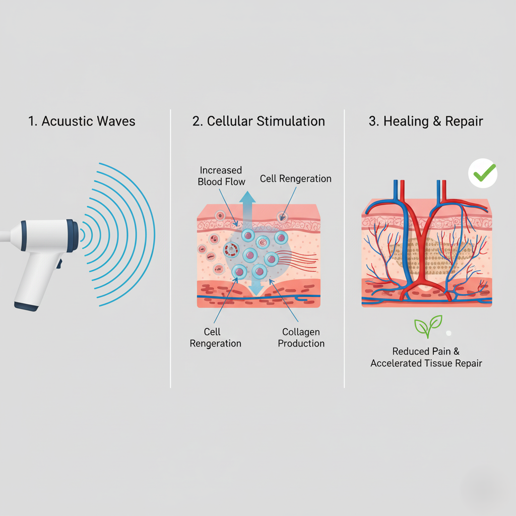 Diagram illustrating how acoustic waves stimulate healing.