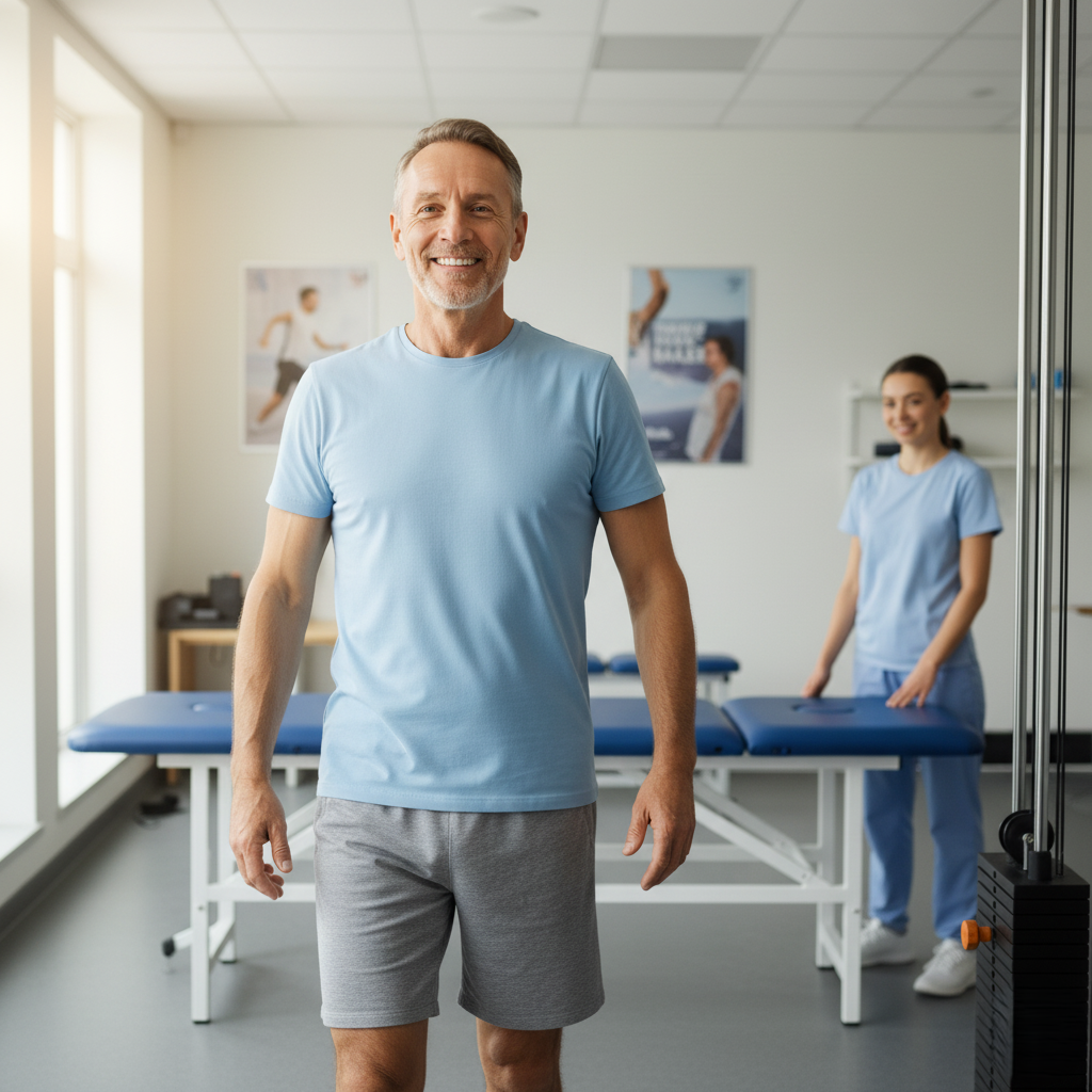 How painful is a Shockwave Therapy? Patient stretching or walking comfortably post treatment.