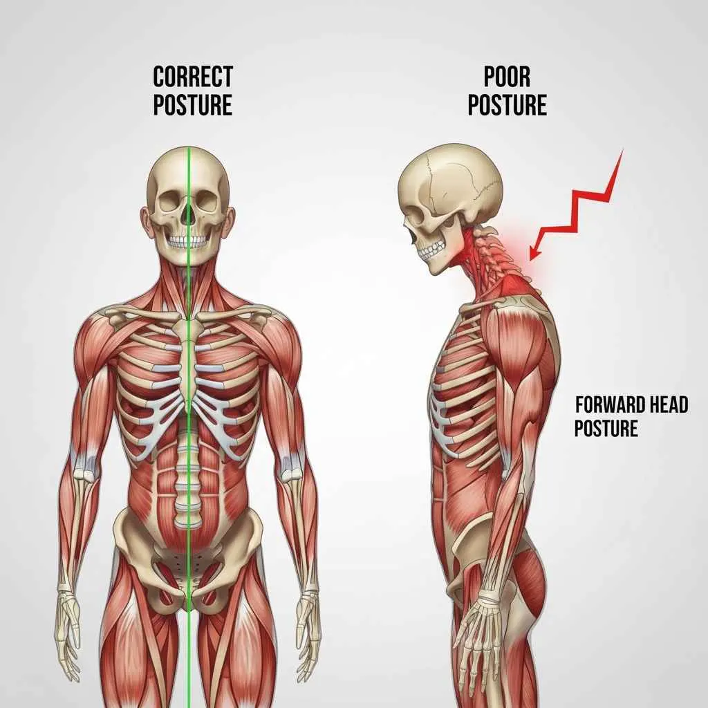 Can TMJ cause neck pain in Fort Lauderdale patients Posture comparison showing head alignment