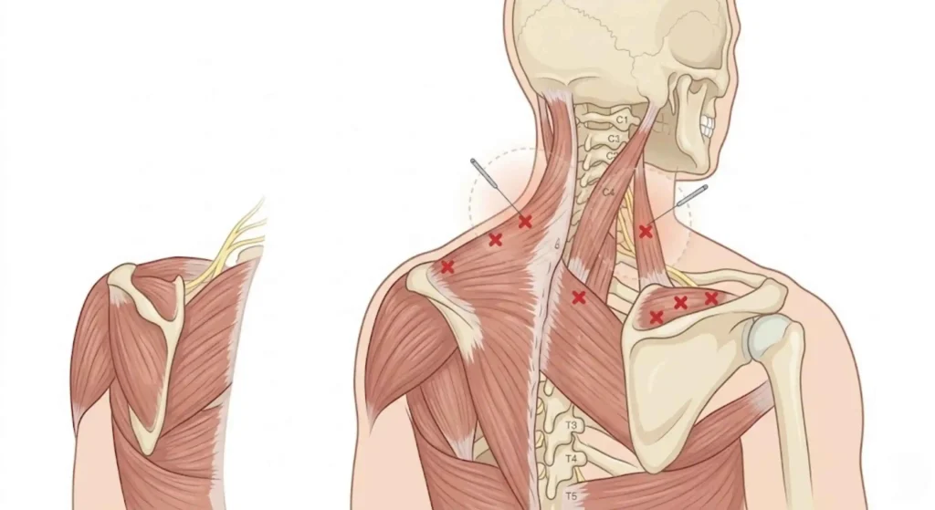 Dry Needling Therapy in Miami for Pain Relief neckshoulder trigger point diagram