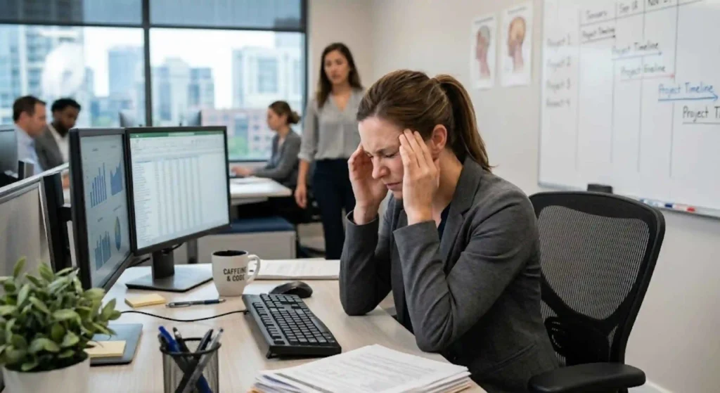 Managing Tension Headaches with Targeted Physical Therapy person holding head in pain