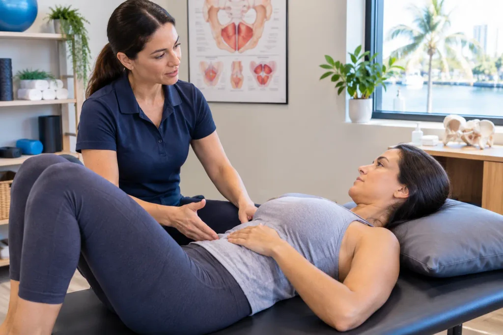 How pelvic floor pt Improves Recovery Pelvic floor PT assessment with a physical therapist in Fort Lauderdale FL